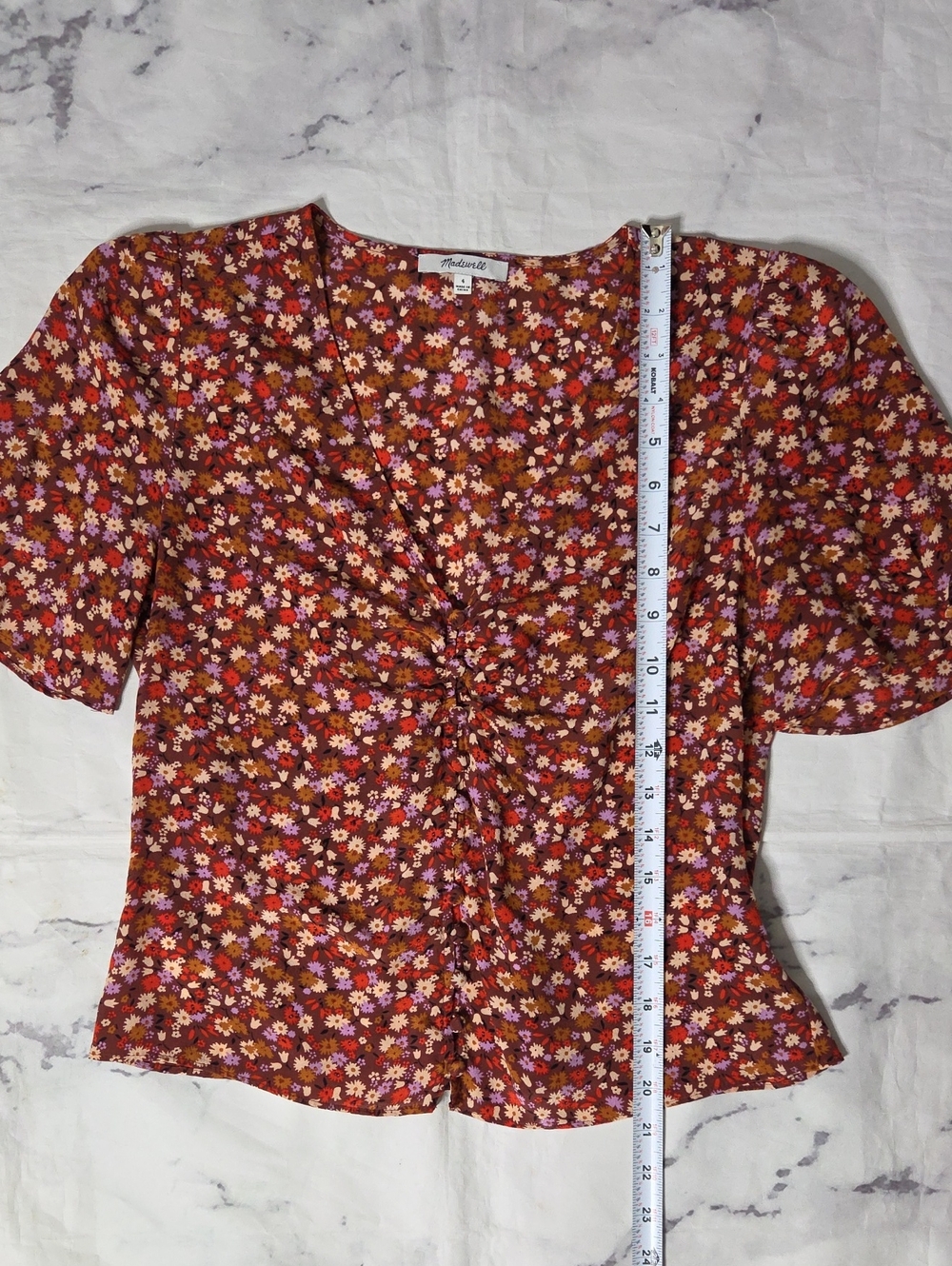 Madewell Silk Button Sleeve Top In Spring Prairie - Picture 4 of 8